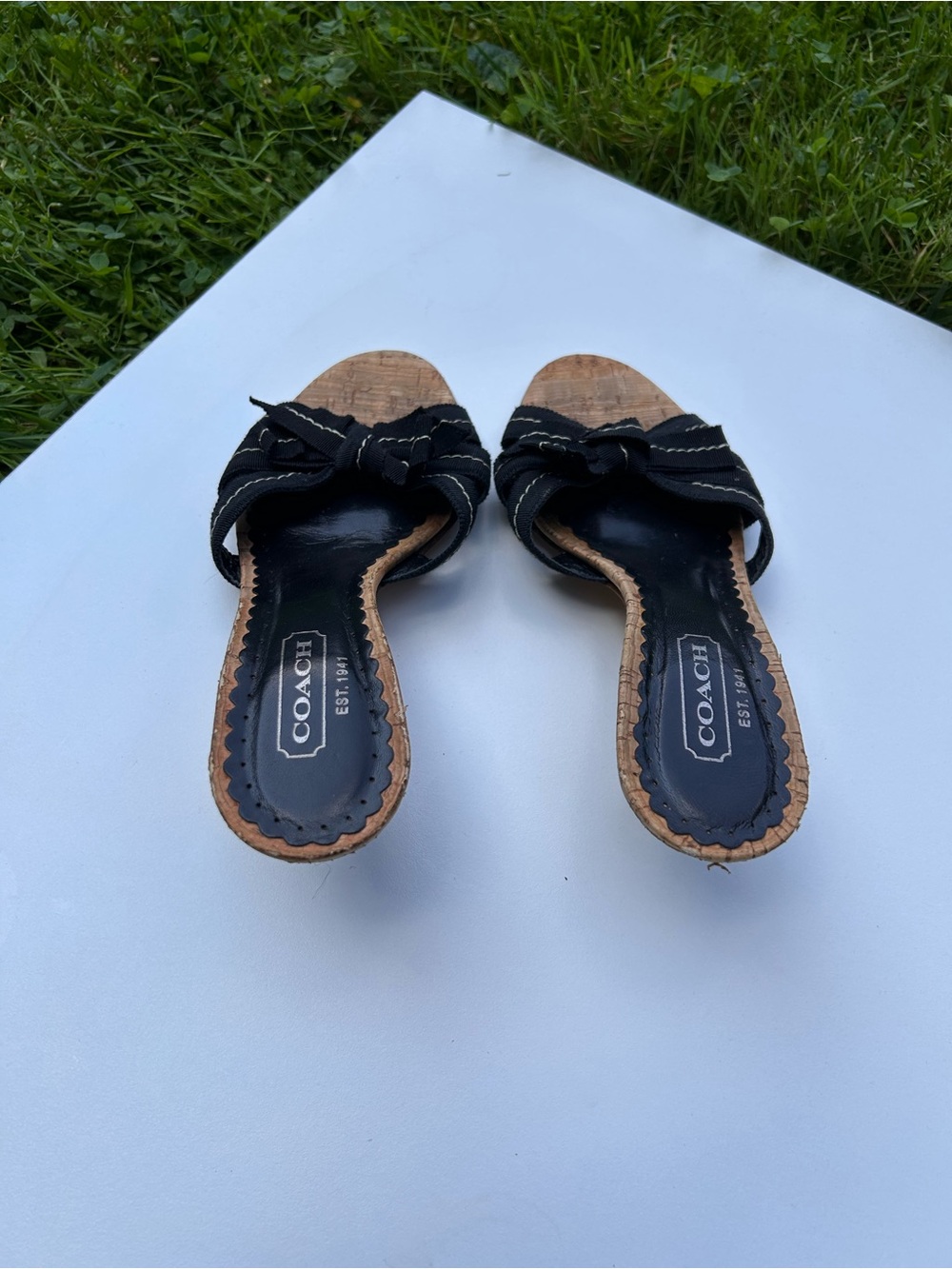 Coach Black Knot-Front Cork Slide Mules - Picture 7 of 7